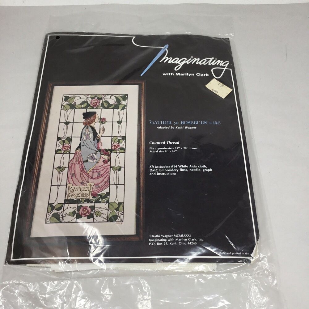 Imaginating GATHER YE ROSEBUDS Counted Thread CROSS STITCH KIT Kathi Wagner 1981
